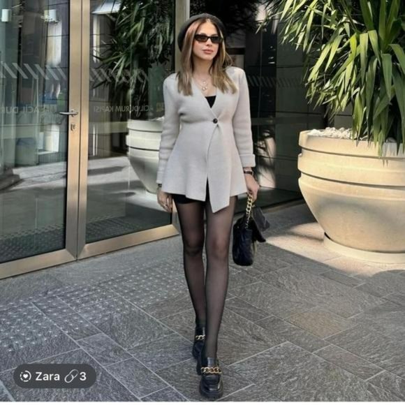 ZARA WOOL BLEND PEPLUM KNIT BLAZER - Picture 6 of 7